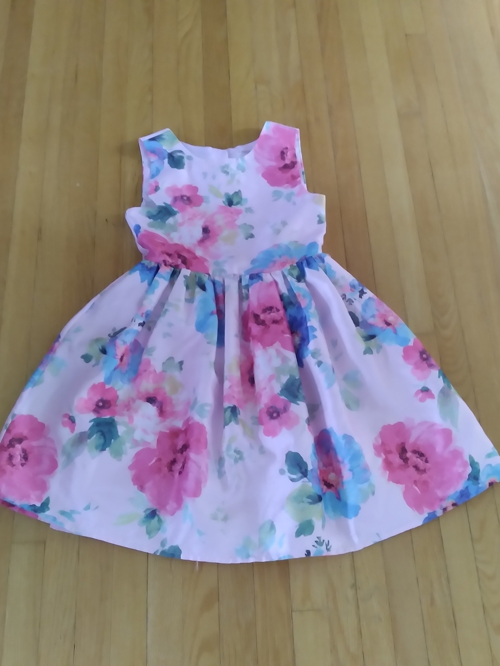 Girls Pink Floral Fit-and-Flare Dress, George, 7 y.o.